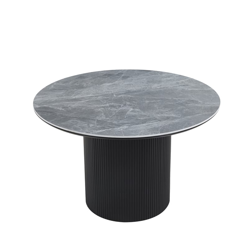 Salvador runt matbord Ø120 cm med grå keramisk sten, Grå keramisk sten