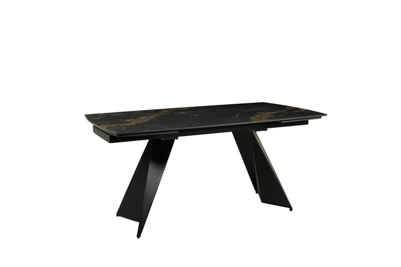 Saturnus matbord förlängningsbart 165-240 cm - Keramisk toppskiva, Matt svart/grå/brun marmormönstrad