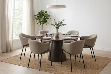 Siena Matbord Runt 130cm Fanér - Rökt ek - Products - Möbler - Bord & matgrupp - Matbord & köksbord