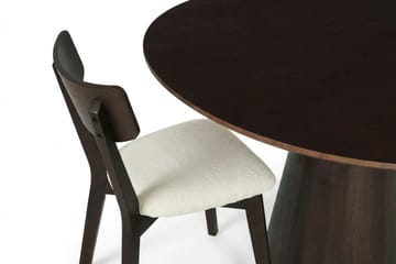 Siena Matgrupp 110 cm runt i Rökt Ek med 4 Amelia Matstolar med Dyna - Rökt Ek/Beige - Products - Möbler - Bord & matgrupp - Matgrupp
