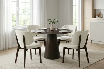 Siena Matgrupp 110 cm runt i Rökt Ek med 4 Eira Matstolar - Rökt Ek - Products - Möbler - Bord & matgrupp - Matgrupp