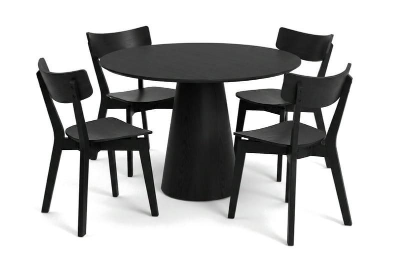 Siena Matgrupp 110 cm runt i Svart med 4 Amelia Matstolar - Svart - Products - Möbler - Bord & matgrupp - Matgrupp