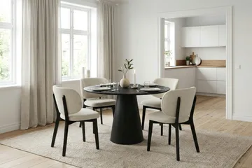 Siena Matgrupp 110 cm runt i Svart med 4 Eira Matstolar - Svart - Products - Möbler - Bord & matgrupp - Matgrupp