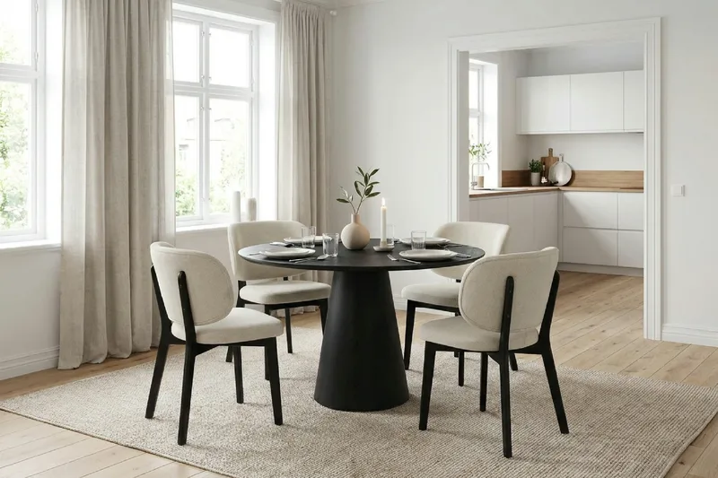 Siena Matgrupp 110 cm runt i Svart med 4 Eira Matstolar - Svart - Products - Möbler - Bord & matgrupp - Matgrupp