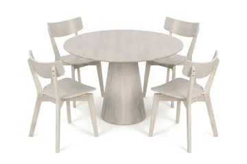 Siena Matgrupp 110 cm runt Vitlaserad med 4 Amelia Matstolar - Vitlaserad ek - Products - Möbler - Bord & matgrupp - Matgrupp
