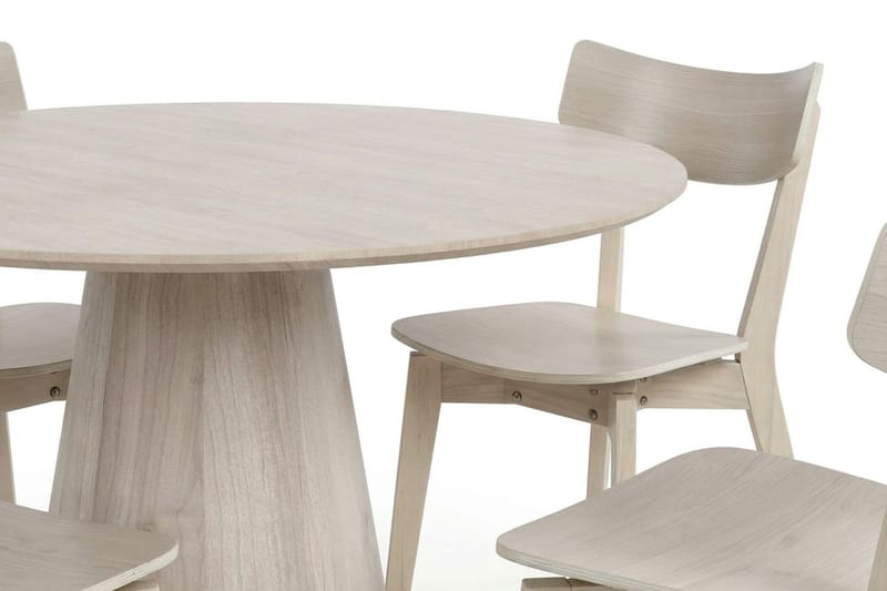 Siena Matgrupp 110 cm runt Vitlaserad med 4 Amelia Matstolar - Vitlaserad ek - Products - Möbler - Bord & matgrupp - Matgrupp
