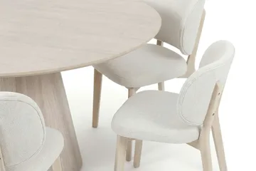 Siena Matgrupp 110 cm runt Vitlaserad med 4 Eira Matstolar - Vitlaserad - Products - Möbler - Bord & matgrupp - Matgrupp