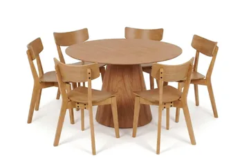 Siena Matgrupp 130 cm runt i Ek med 6 Amelia Matstolar - Ek - Products - Möbler - Bord & matgrupp - Matgrupp