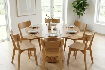 Siena Matgrupp 130 cm runt i Ek med 6 Amelia Matstolar - Ek - Products - Möbler - Bord & matgrupp - Matgrupp
