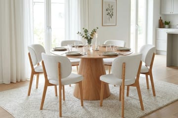 Siena Matgrupp 130 cm runt i Ek med 6 Eira Matstolar - Ek - Products - Möbler - Bord & matgrupp - Matgrupp