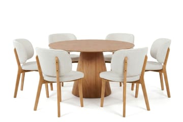 Siena Matgrupp 130 cm runt i Ek med 6 Eira Matstolar - Ek - Products - Möbler - Bord & matgrupp - Matgrupp