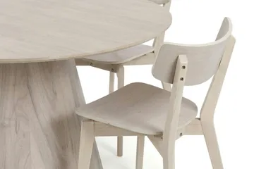 Siena Matgrupp 130 cm runt Vitlaserad med 6 Amelia Matstolar - Vitlaserad - Products - Möbler - Bord & matgrupp - Matgrupp