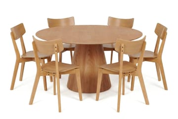 Siena Matgrupp 150 cm runt i Ek med 6 Amelia Matstolar - Ek - Products - Möbler - Bord & matgrupp - Matgrupp
