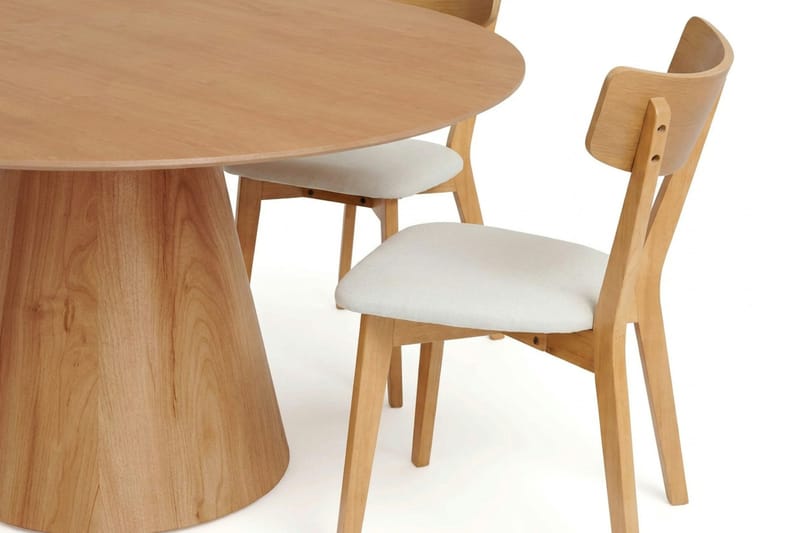 Siena Matgrupp 150 cm runt i Ek med 6 Amelia Matstolar med Dyna - Ek - Products - Möbler - Bord & matgrupp - Matgrupp