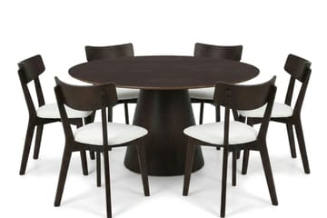 Siena Matgrupp 150 cm runt i Rökt Ek med 6 Amelia Matstolar med Dyna - Rökt ek - Products - Möbler - Bord & matgrupp - Matgrupp