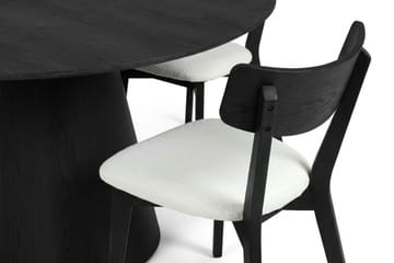 Siena Matgrupp 150 cm runt i Svart med 6 Amelia Matstolar med Dyna - Svartlaserad ek - Products - Möbler - Bord & matgrupp - Matgrupp