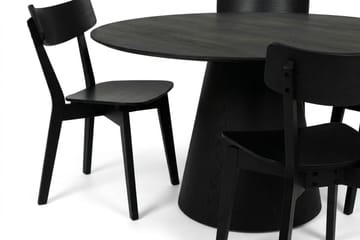 Siena Matgrupp 150 cm runt i Svart med 6 Amelia Matstolar - Svartlaserad ek - Products - Möbler - Bord & matgrupp - Matgrupp