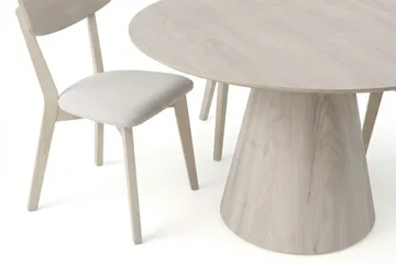 Siena Matgrupp 150 cm runt Vitlaserad med 6 Amelia Matstolar med Dyna - Vitlaserad ek - Products - Möbler - Bord & matgrupp - Matgrupp