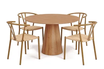 Siena Matgrupp runt 110 cm Ek med 4 Elysia Matstolar - Ek - Products - Möbler - Bord & matgrupp - Matgrupp