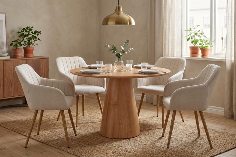 Siena Matgrupp runt 110 cm Ek med 4 Filippa Matstolar - Ek - Products - Möbler - Bord & matgrupp - Matgrupp