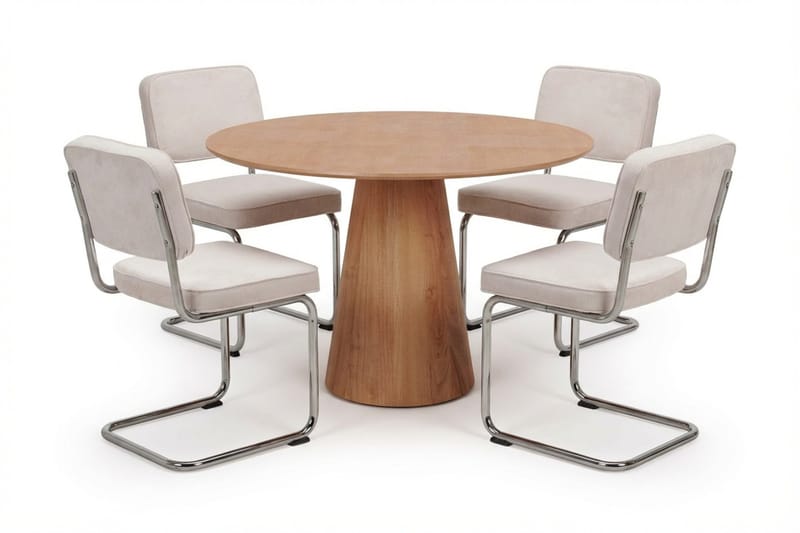 Siena Matgrupp runt 110 cm Ek med 4 Milva Matstolar - Ek - Products - Möbler - Bord & matgrupp - Matgrupp