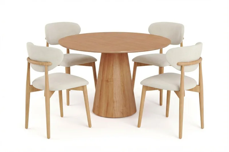 Siena Matgrupp runt 110 cm Ek med 4 Molly Matstolar - Ek - Products - Möbler - Bord & matgrupp - Matgrupp