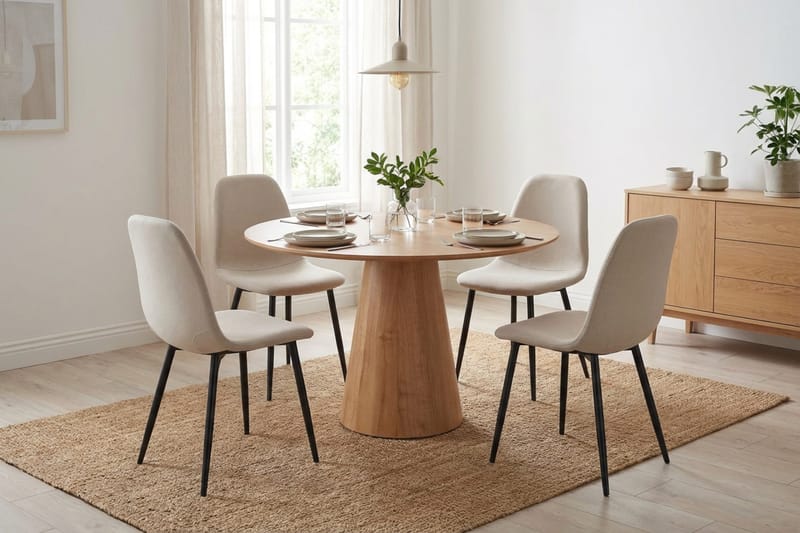 Siena Matgrupp runt 110 cm Ek med 4 Nibe Matstolar - Ek - Products - Möbler - Bord & matgrupp - Matgrupp