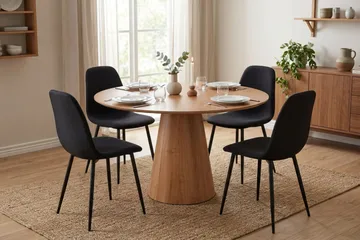 Siena Matgrupp runt 110 cm Ek med 4 Nibe Matstolar - Ek - Products - Möbler - Bord & matgrupp - Matgrupp