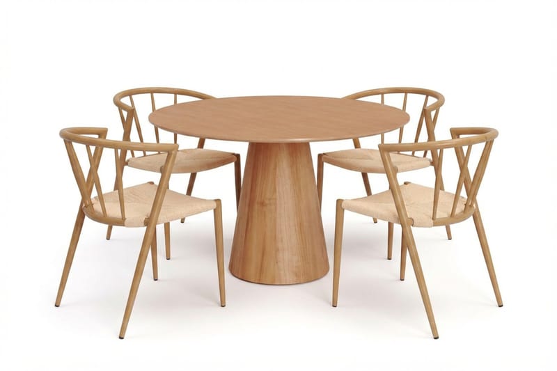 Siena Matgrupp runt 110 cm Ek med 4 Winston Matstolar - Ek - Products - Möbler - Bord & matgrupp - Matgrupp