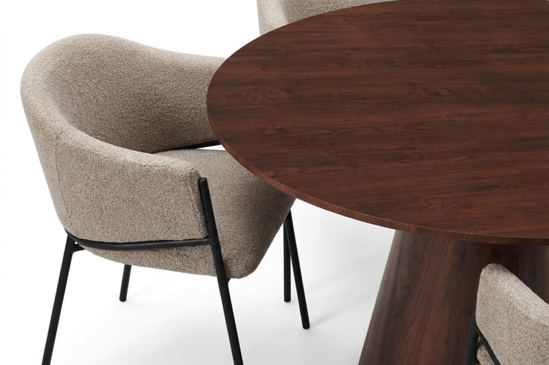 Siena Matgrupp runt 110 cm med 4 Filip Matstolar - Valnöt - Products - Möbler - Bord & matgrupp - Matgrupp