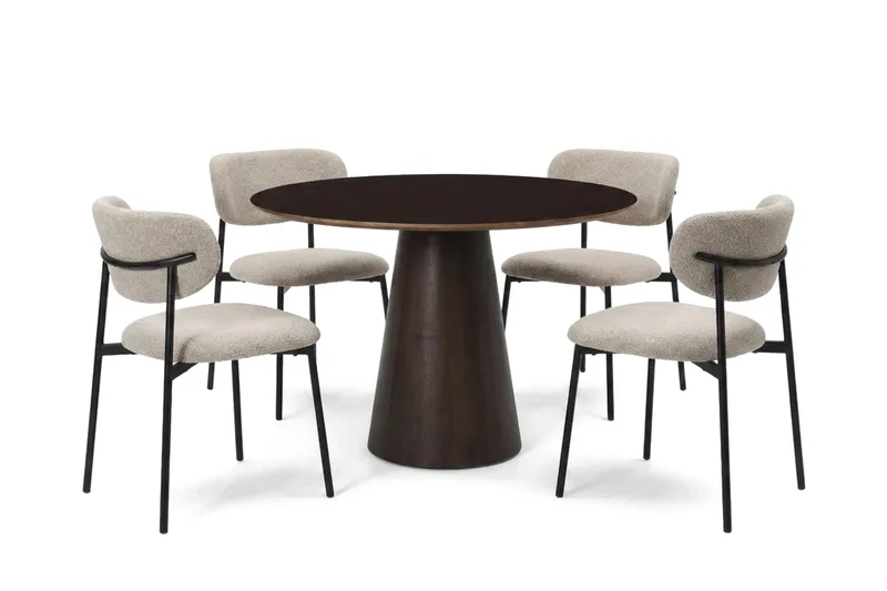 Siena Matgrupp runt 110 cm Rökt Ek med 4 Lucy Matstolar - Rökt Ek - Products - Möbler - Bord & matgrupp - Matgrupp