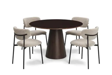 Siena Matgrupp runt 110 cm Rökt Ek med 4 Lucy Matstolar - Rökt Ek - Products - Möbler - Bord & matgrupp - Matgrupp