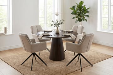 Siena Matgrupp runt 110 cm Rökt Ek med 4 Torsby Matstolar - Rökt ek - Products - Möbler - Bord & matgrupp - Matgrupp