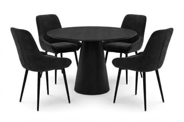 Siena Matgrupp runt 110 cm Svart med 4 Alsarp Matstolar - Svart - Products - Möbler - Bord & matgrupp - Matgrupp