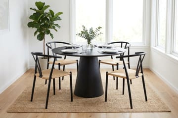 Siena Matgrupp runt 110 cm Svart med 4 Elysia Matstolar - Svart - Products - Möbler - Bord & matgrupp - Matgrupp