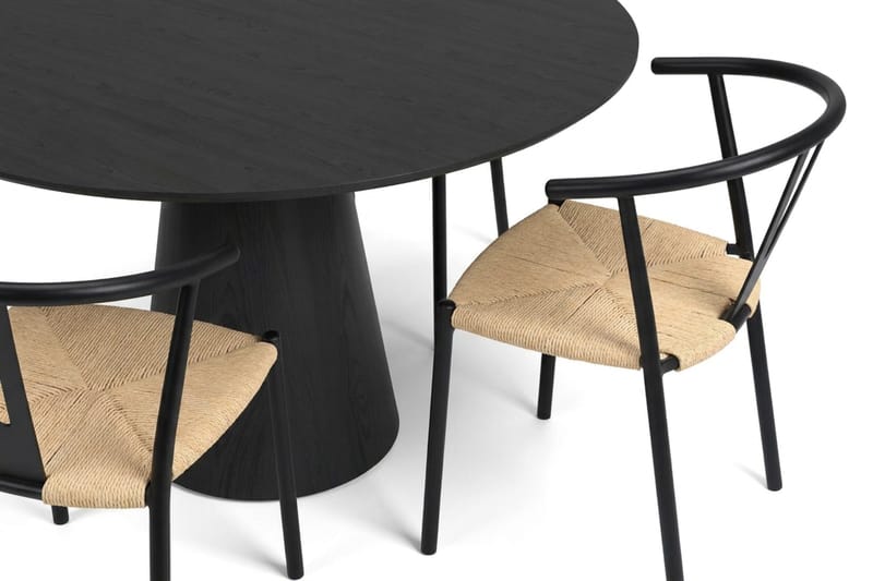 Siena Matgrupp runt 110 cm Svart med 4 Elysia Matstolar - Svartlaserad ek - Products - Möbler - Bord & matgrupp - Matgrupp