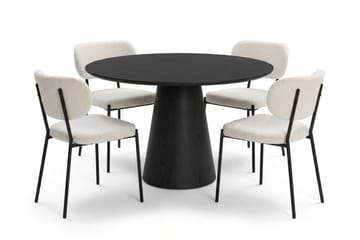 Siena Matgrupp runt 110 cm Svart med 4 Gemmiano Matstolar - Svart - Products - Möbler - Bord & matgrupp - Matgrupp