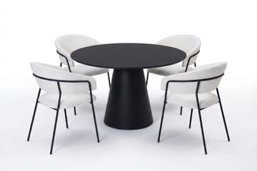 Siena Matgrupp runt 110 cm Svart med 4 Karol Matstolar - Svart - Products - Möbler - Bord & matgrupp - Matgrupp