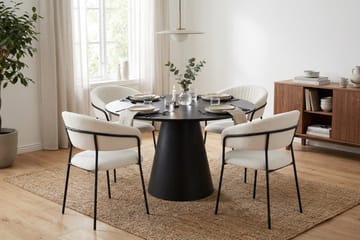 Siena Matgrupp runt 110 cm Svart med 4 Karol Matstolar - Svart - Products - Möbler - Bord & matgrupp - Matgrupp