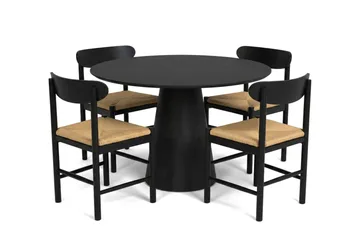 Siena Matgrupp runt 110 cm Svart med 4 Malte Matstolar - Svartlaserad ek - Products - Möbler - Bord & matgrupp - Matgrupp