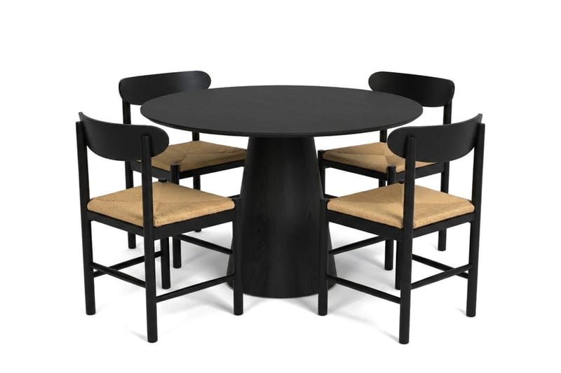 Siena Matgrupp runt 110 cm Svart med 4 Malte Matstolar - Svartlaserad ek - Products - Möbler - Bord & matgrupp - Matgrupp