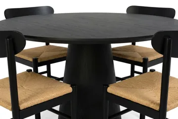 Siena Matgrupp runt 110 cm Svart med 4 Malte Matstolar - Svartlaserad ek - Products - Möbler - Bord & matgrupp - Matgrupp