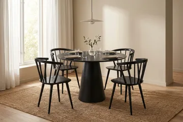 Siena Matgrupp runt 110 cm Svart med 4 Tyrö Matstolar - Svart - Products - Möbler - Bord & matgrupp - Matgrupp