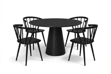 Siena Matgrupp runt 110 cm Svart med 4 Tyrö Matstolar - Svartlaserad ek - Products - Möbler - Bord & matgrupp - Matgrupp