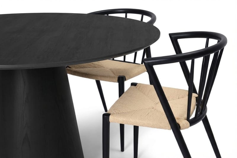 Siena Matgrupp runt 110 cm Svart med 4 Winston Matstolar - Svart - Products - Möbler - Bord & matgrupp - Matgrupp