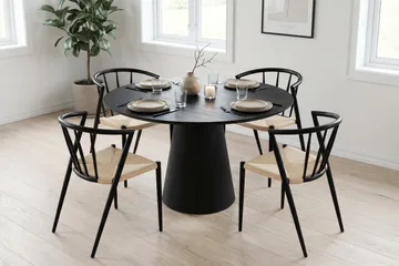 Siena Matgrupp runt 110 cm Svart med 4 Winston Matstolar - Svart - Products - Möbler - Bord & matgrupp - Matgrupp