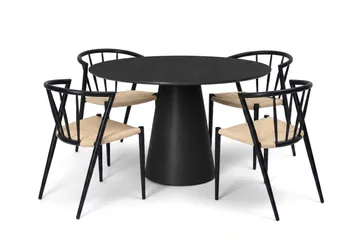 Siena Matgrupp runt 110 cm Svart med 4 Winston Matstolar - Svart - Products - Möbler - Bord & matgrupp - Matgrupp