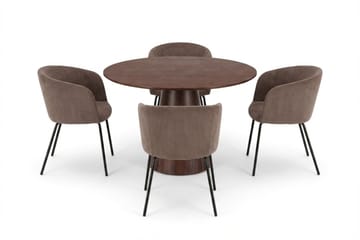 Siena Matgrupp runt 110 cm Valnöt med 4 Berit Matstolar - Valnöt - Products - Möbler - Bord & matgrupp - Matgrupp