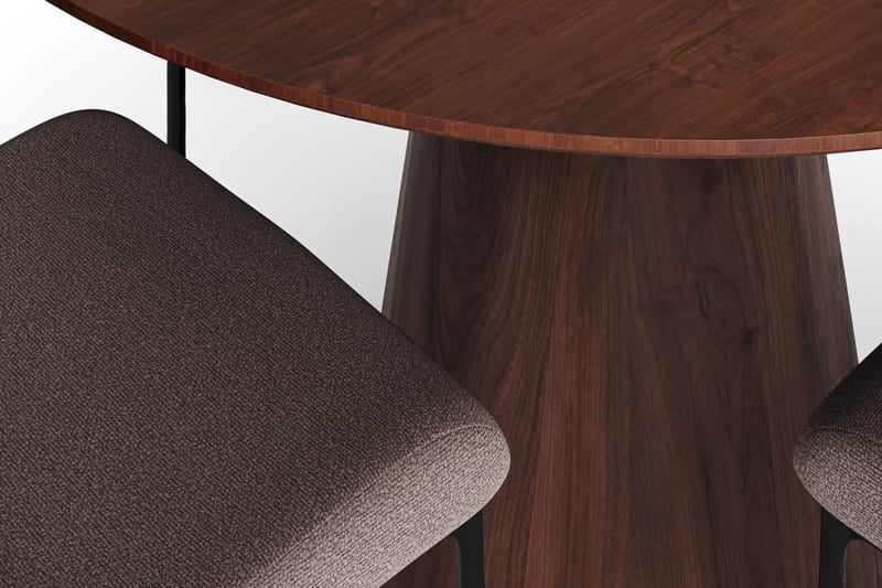 Siena Matgrupp runt 110 cm Valnöt med 4 Elsie Matstolar - Valnöt/Grå - Products - Möbler - Bord & matgrupp - Matgrupp