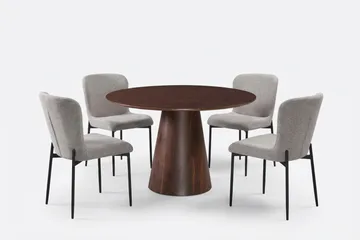 Siena Matgrupp runt 110 cm Valnöt med 4 Elsie Matstolar - Valnöt/Ljusgrå - Products - Möbler - Bord & matgrupp - Matgrupp